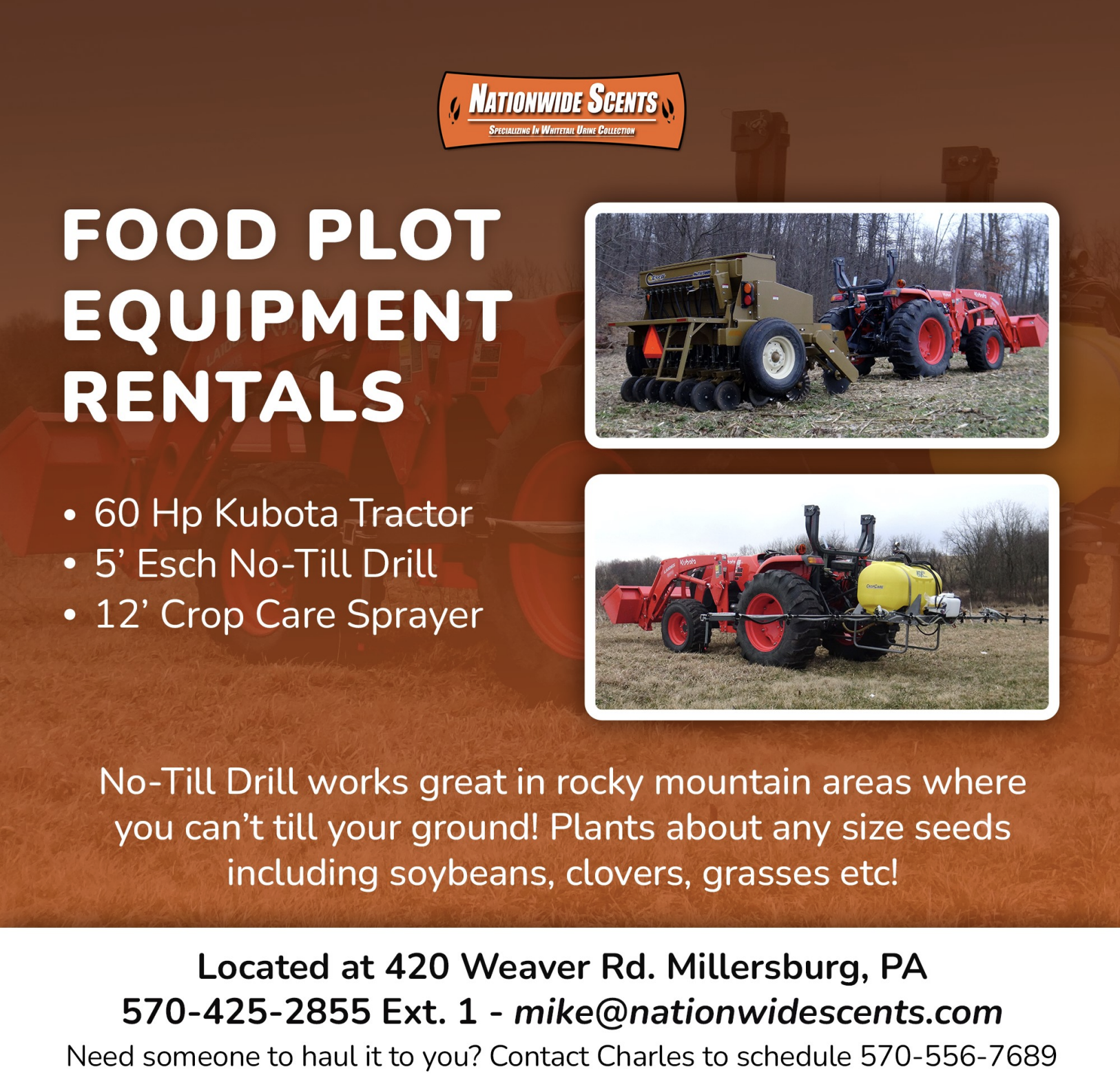 Nationwide Scents Food Plot Equipment Rentals